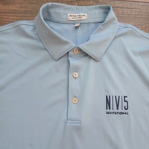 Peter Millar Polo Mens Large Blue Golf Summer Comfort‎ Performance Stretch Flex